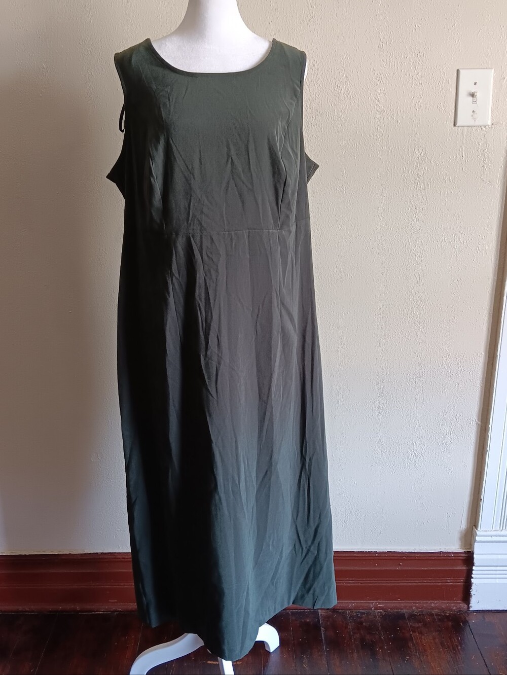 Sag Harbor Sleeveless Olive Green Maxi Dress Size 16W, Casual Summer Fall